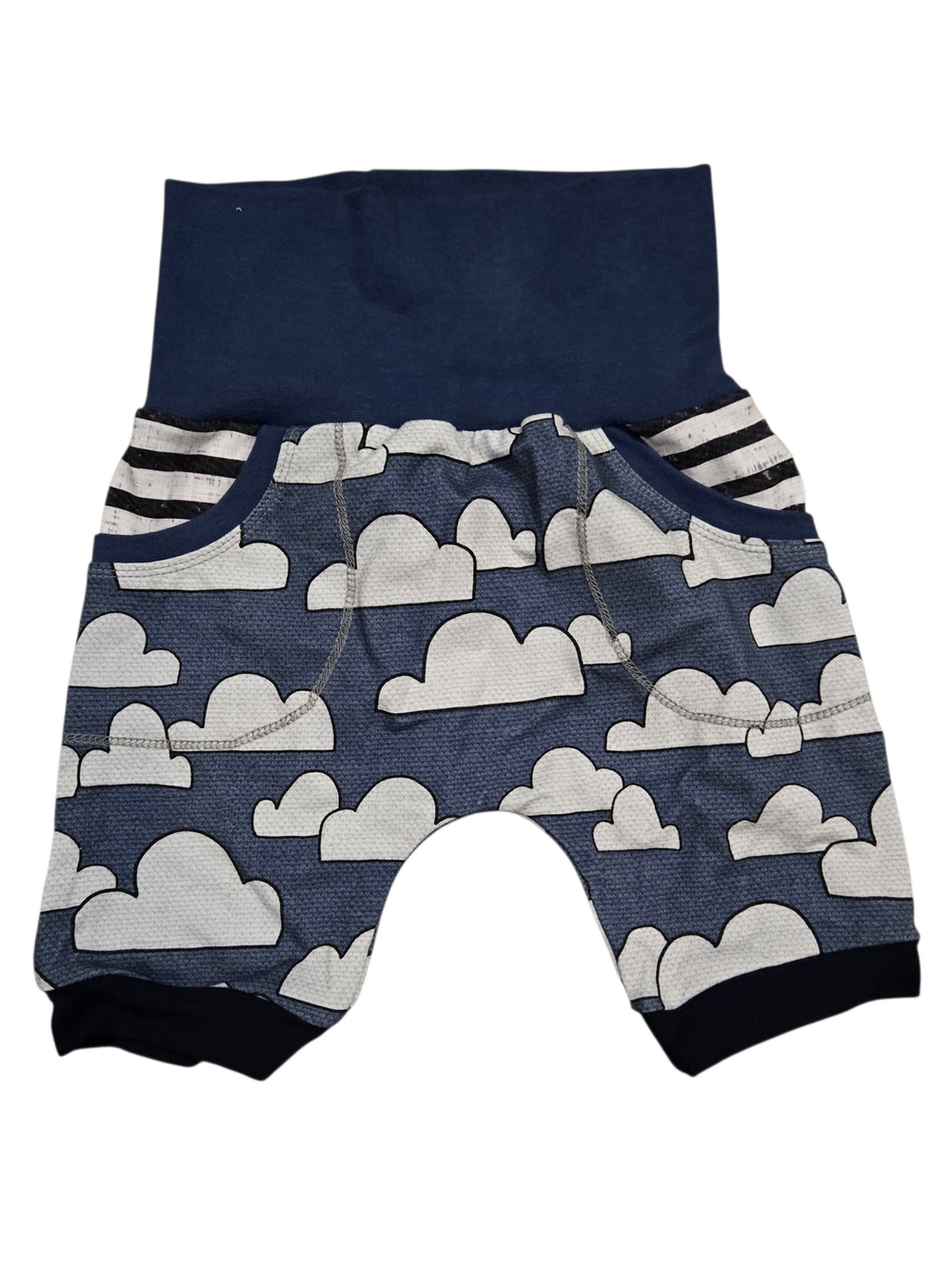 Navy Cloud-Print Kids Grow With Me Bunny Bottom Shorts